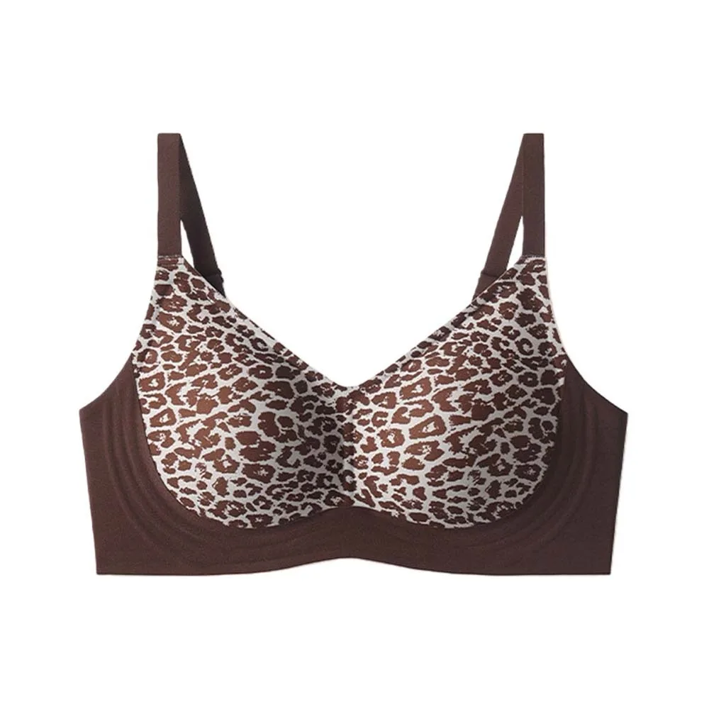 

Close-fitting Leopard Print Wireless Bra Anti-sagging Traceless Women Leopard Brassiere Gathered Breasts Adjustable