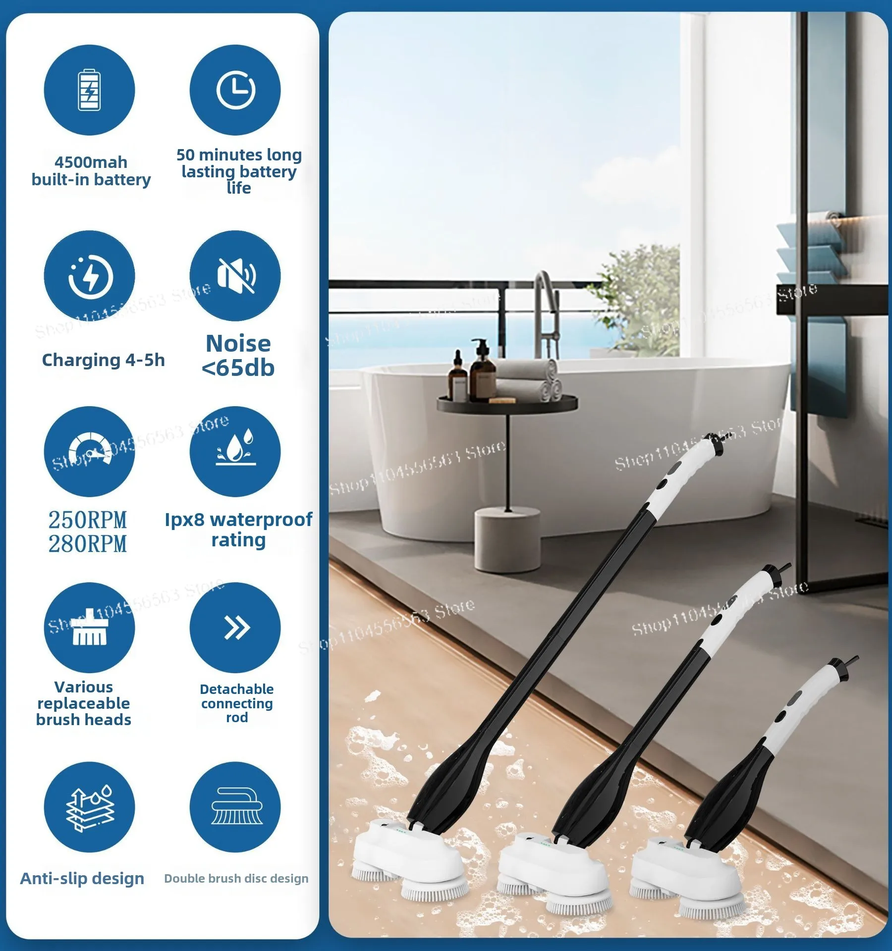 Electric hand-held cleaning, kitchen, double brush tray, cleaning brush, multi-functional spray cleaning mop