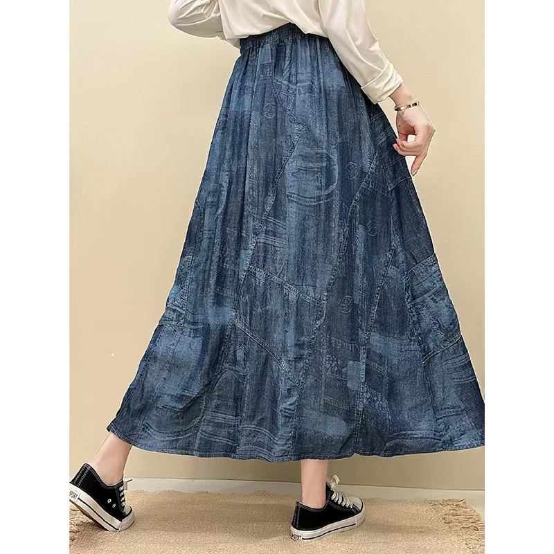 Masss Wasss British Design Classic Denim Skirts Ladies 2026 Fashion Causal Vintage Clothes Women Summer Loose Elegant Streetwear