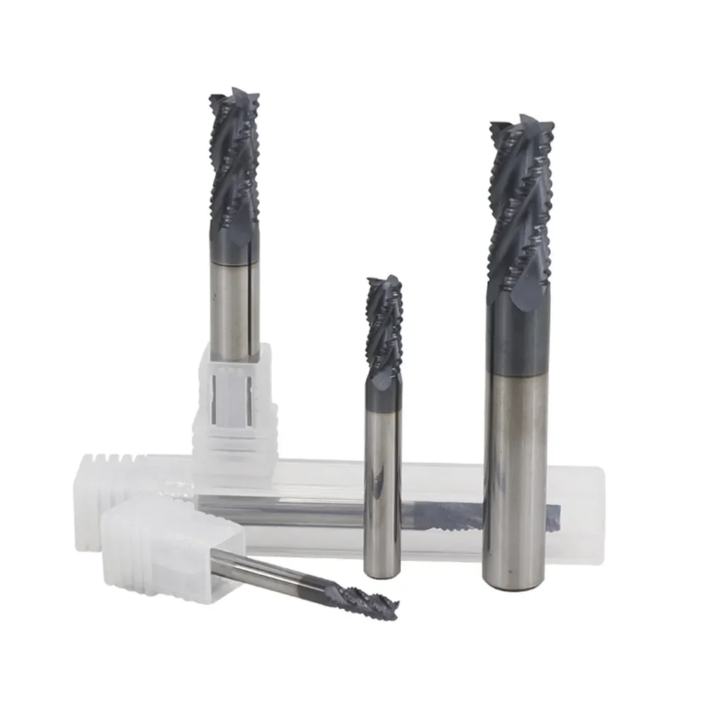 1pc 4/6/8/10 / 12mm Tungsten Carbide Hrc50 Roughing End Mill 4 Spiral Flute Cnc Router Bit Tiain Finish