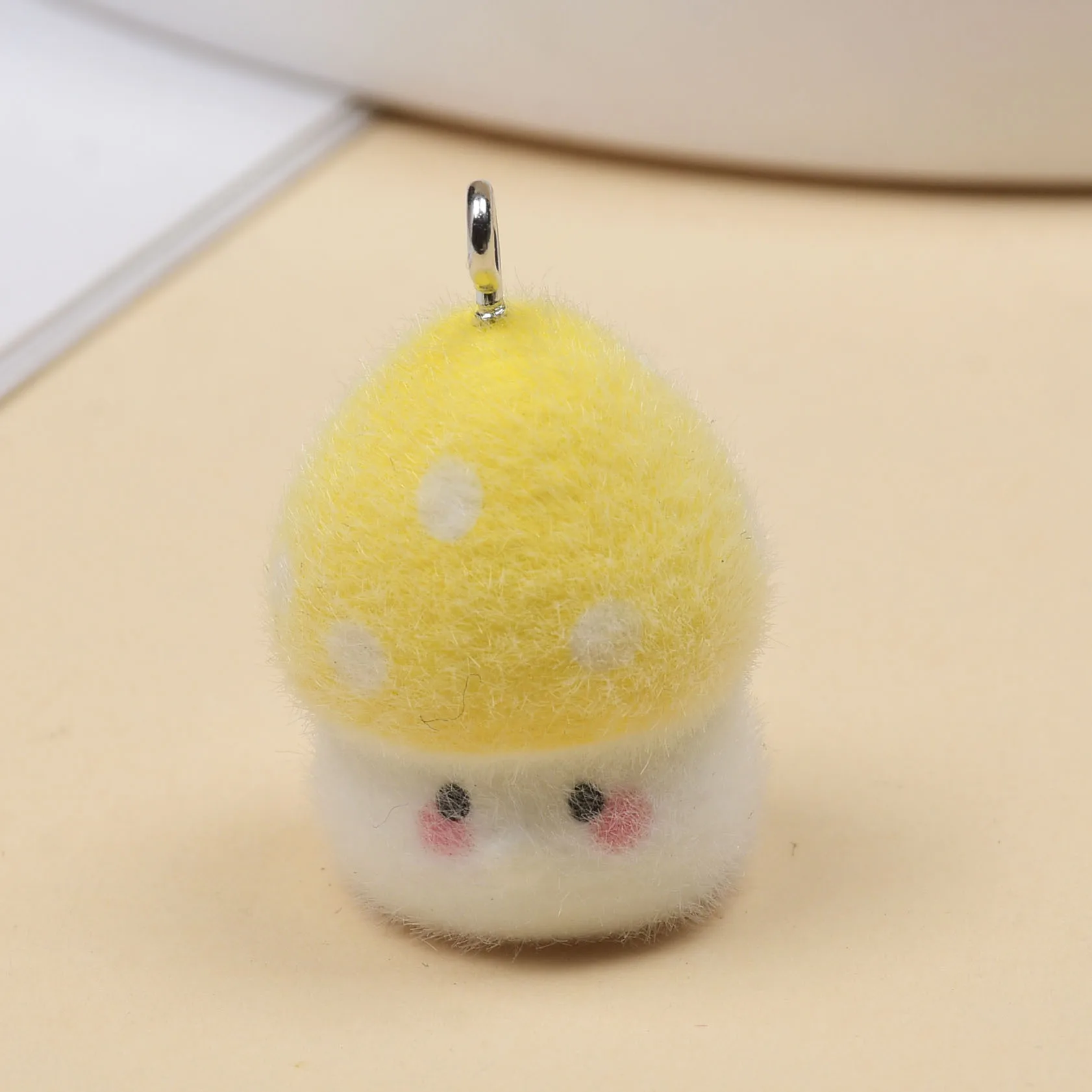

8Pcs Flocked Mushroom Pendant Resin DIY Cute Cartoon Charm Dust Plug Phone Keychain Bag Pendant Material