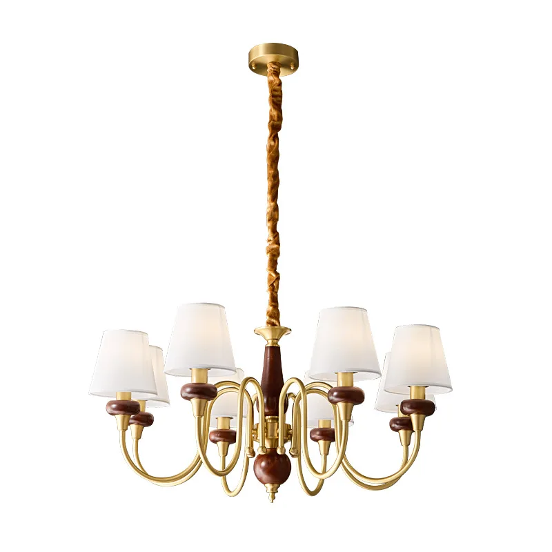 

New all-copper American style, living room chandelier French medieval dining room, lamp high-end Nanyang style room