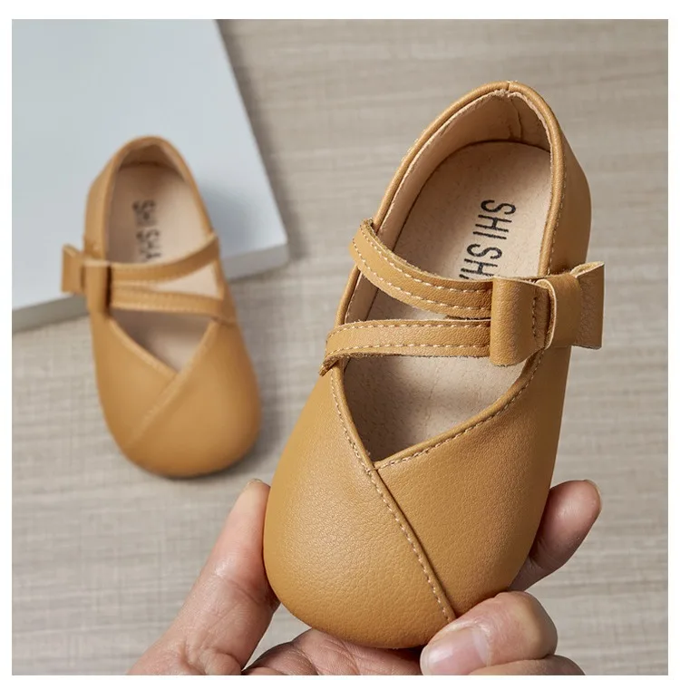 

Girls Toddler Princess Shoes 2024 Spring New Baby Soft Soled Solid Shoes Korean Anti-slippery Children First Walkers