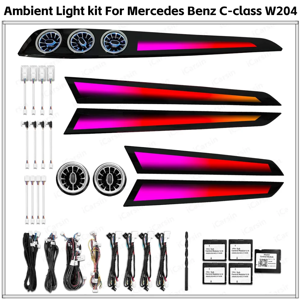 

APP Control 64 Colors Ambient Light for Mercedes C Class W204 2010-2014 Interior Atmosphere Lamp Upgrade Kit