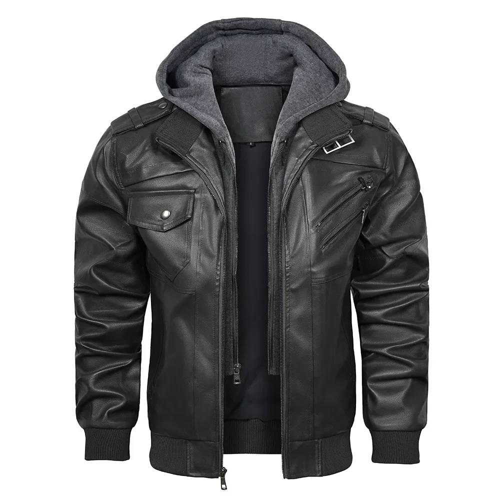 

Men's Retro Lapel Leather Casual Jackets High Street Clothing Autumn Casual Motorcycle Slim Fit Male Jacket Biker Leather Coats