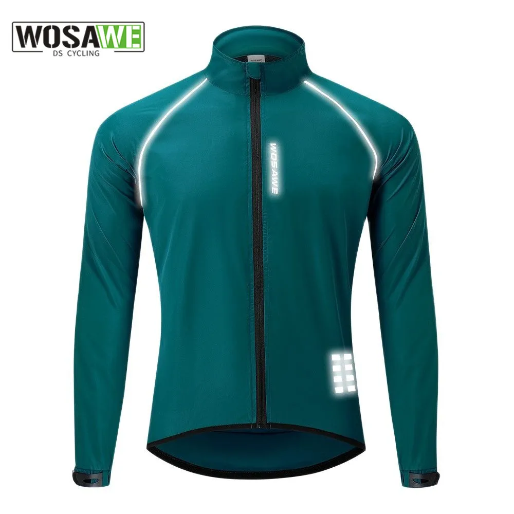 

WOSAWE Ultralight Men's Cycling Windbreaker Reflective Jacket Windproof Bike Jacket Water Repellent MTB Road Bicycle Long Jersey