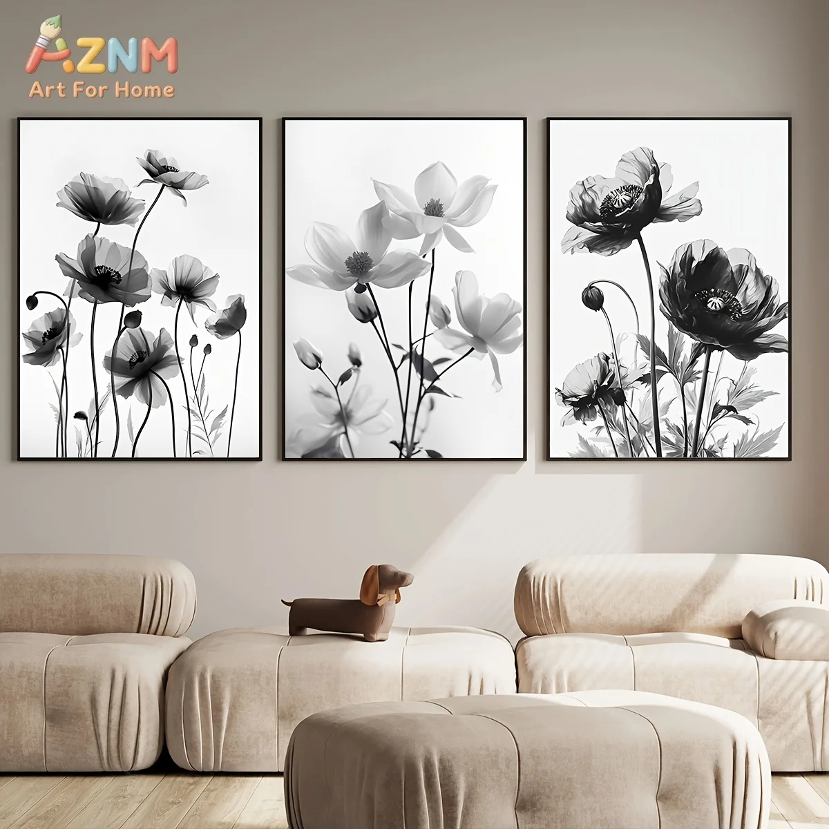 1pc/3pcs Wild flower Prints, Black and White Prints, Spring Festival Flowers Bloom Wall Art, Flowers Gallery Wall Set