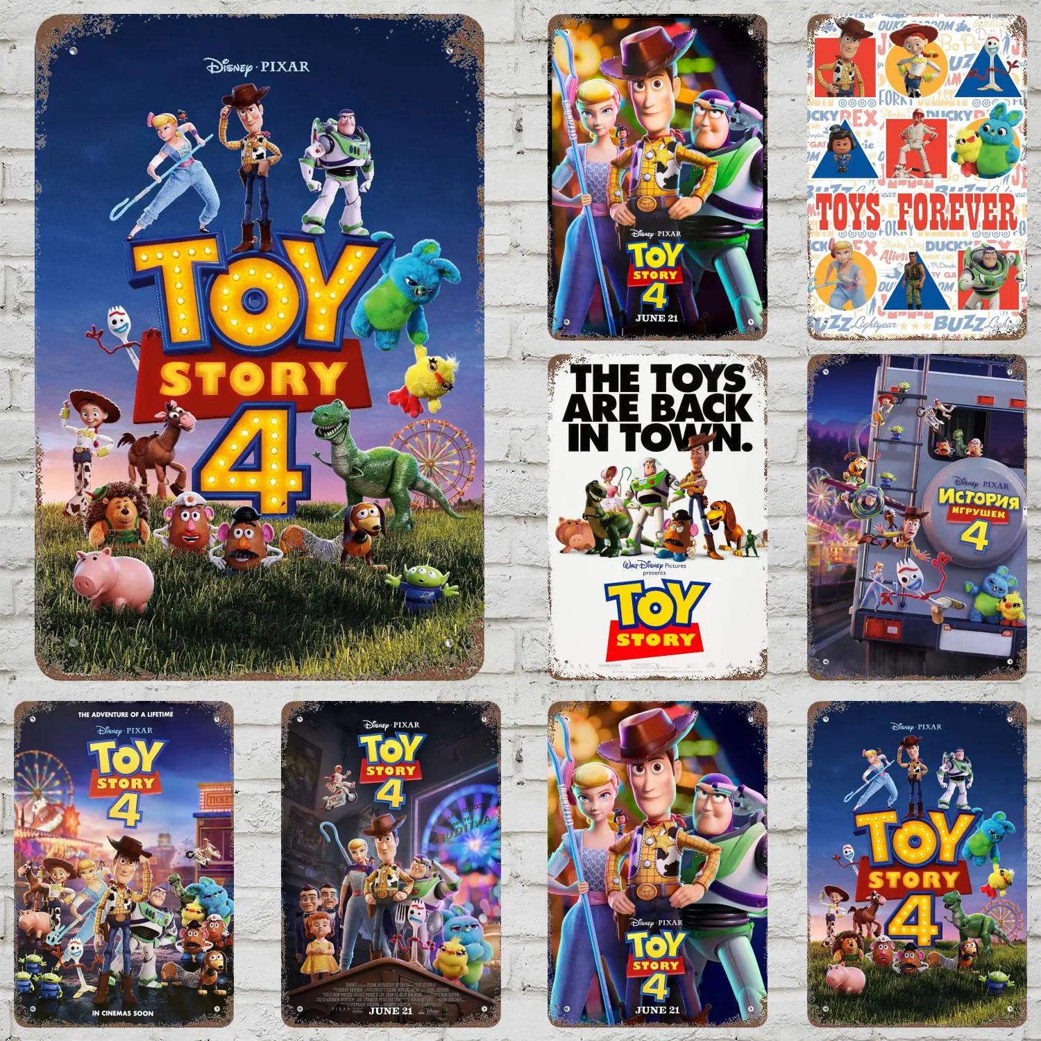 

MINISO Toy Story 4 Metal Signs wall decor Vintage Tin Signs Captain Metal Poster Decor for Bar Pub Club Wall Decoration