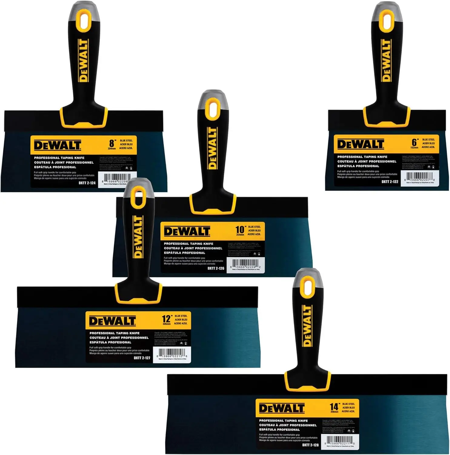 DEWALT Blue Steel Taping Knife 4-Pack | 8/10/12/14-Inches + Free Bonus 6