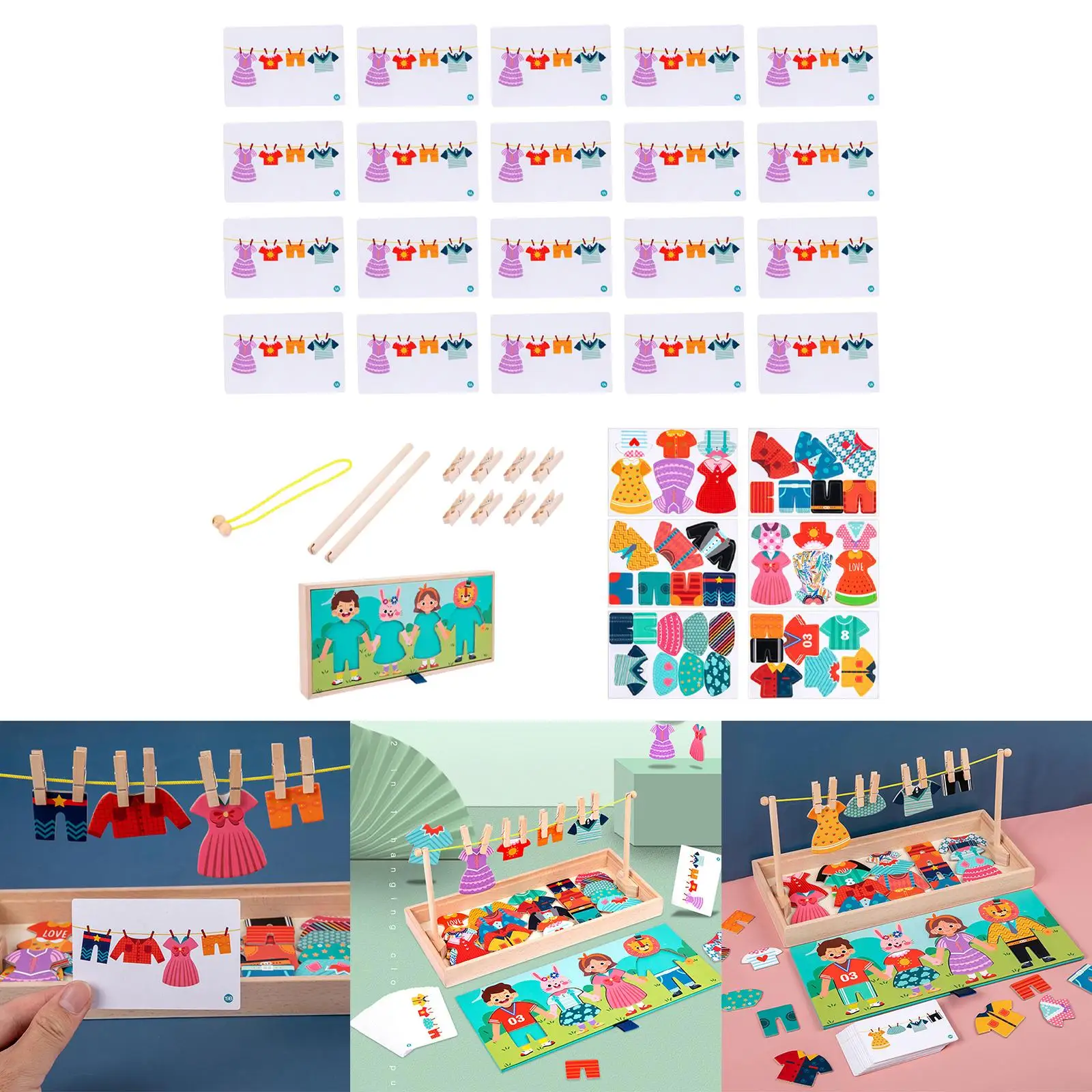 Hanging Clothes Puzzles Drying Clothing for Boys Girls Party Gift