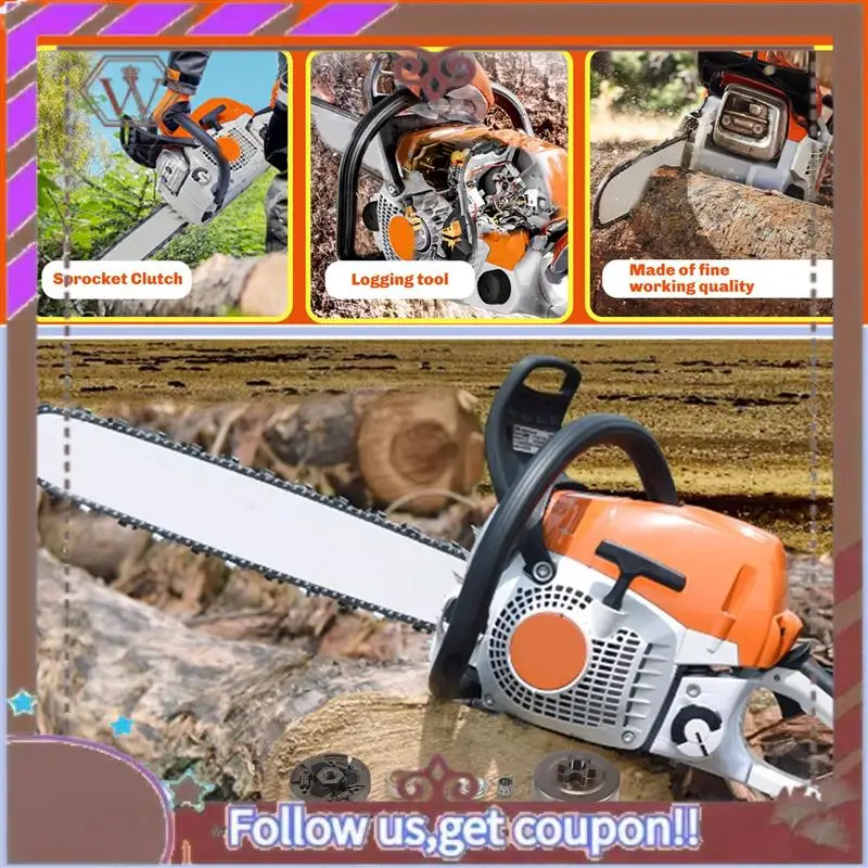 A57E-Sprocket Clutch 3/8 Inch For Stihl 017 018 021 023 025 Ms170 Ms180 Ms210 Ms230 Ms250 Chainsaw With Washer E-Clip Kit Replac