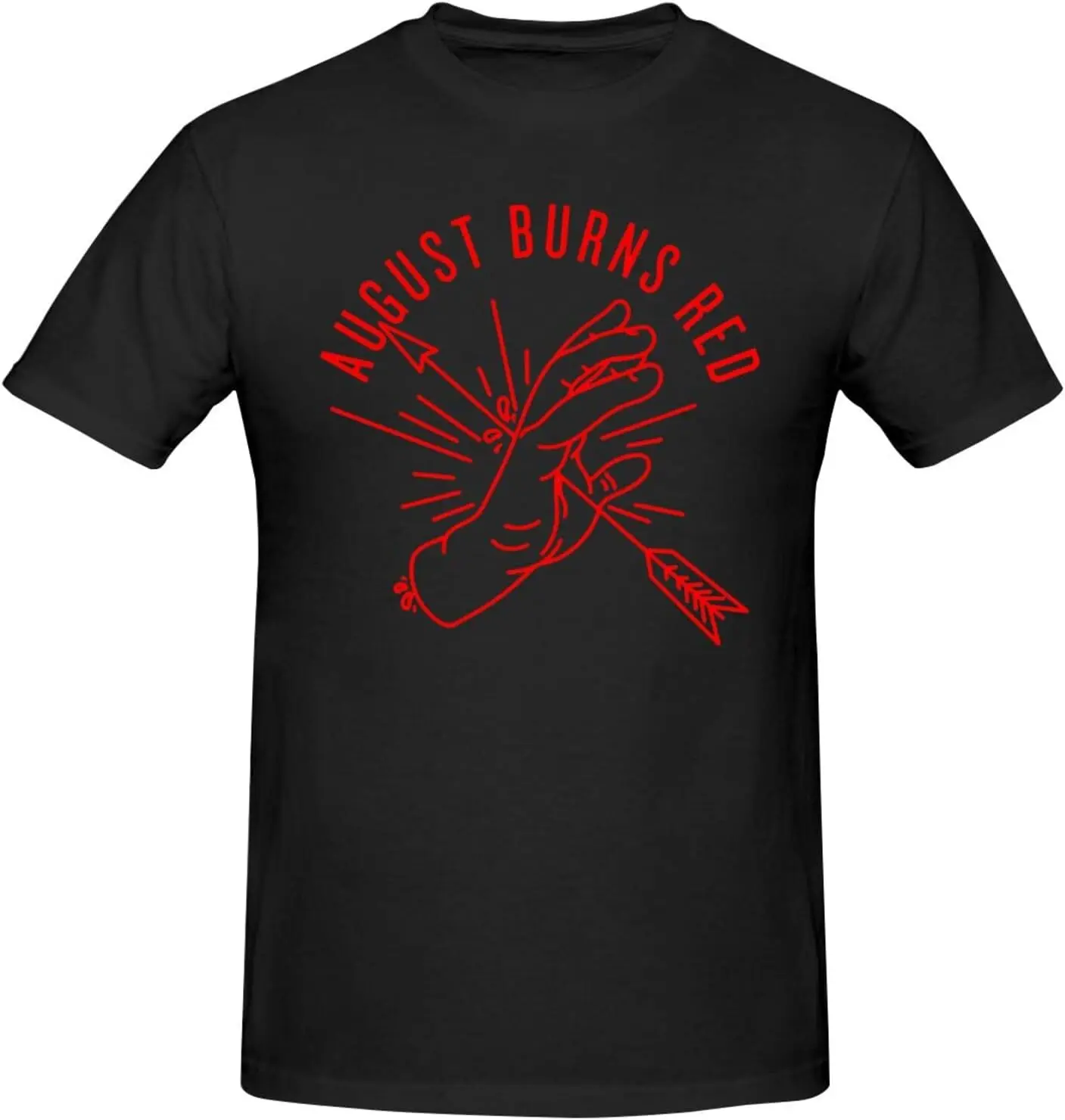 August Band Burns Red Men's Crew Neck Short Sleeve Tops Trend Versatile T-Shirt Black