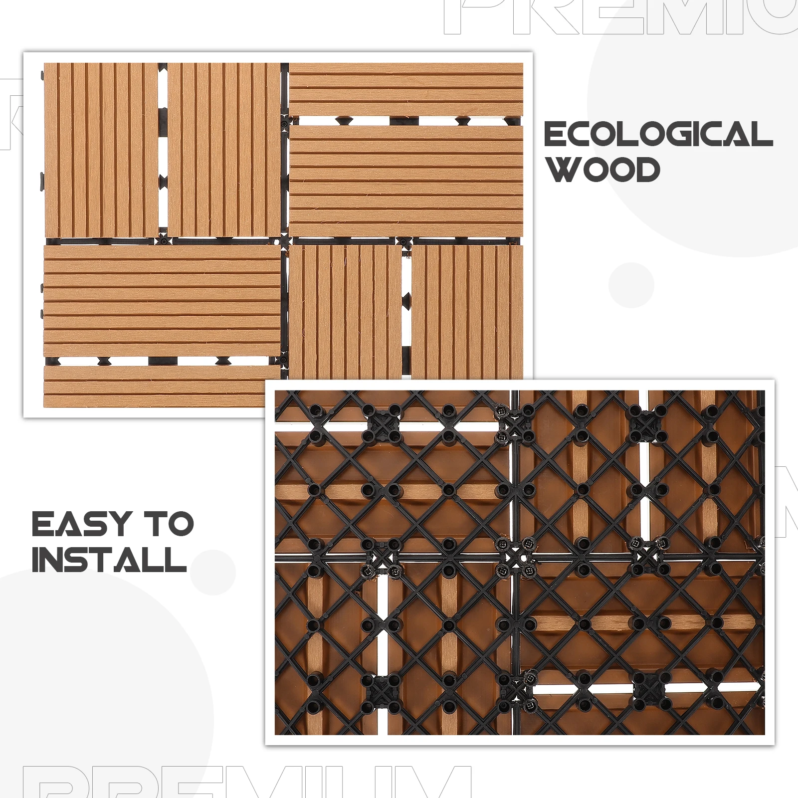 

11 Wood Interlocking Floor Tile Floor Tiles 1 Square Meter Patio Decking Balcony Garden Terrace DIY Outdoor WPC Tile Yellow