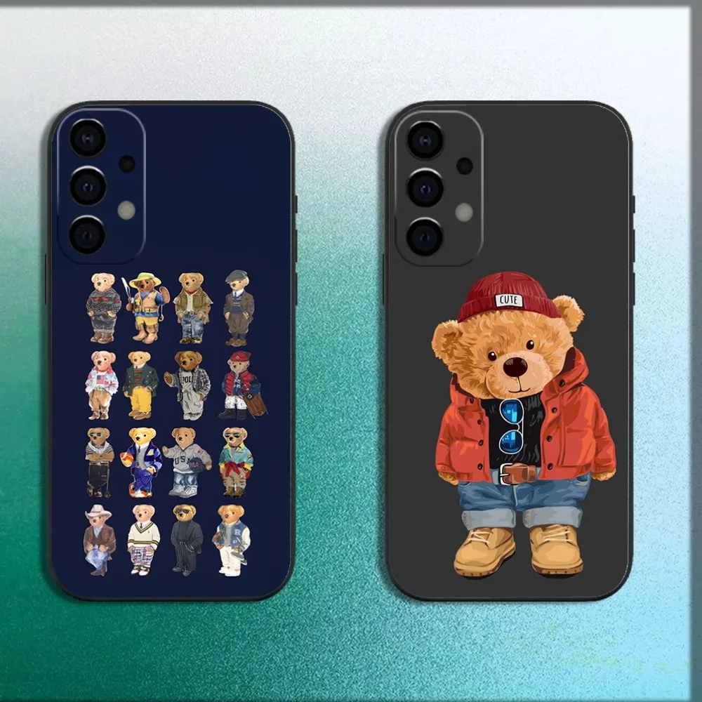 

Fashion Bear P-PoloS Phone Case For Samsung Galaxy A13,A21s,A22,A31,A32,A52,A53,A71,A80,A91 Soft Black Cover