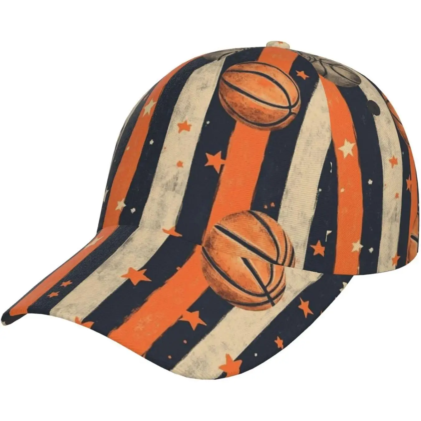 Vintage Basketball Striped Star Baseball Hats Men Women Adjustable Caps for Running Workouts and Outdoor Activities All Seasons