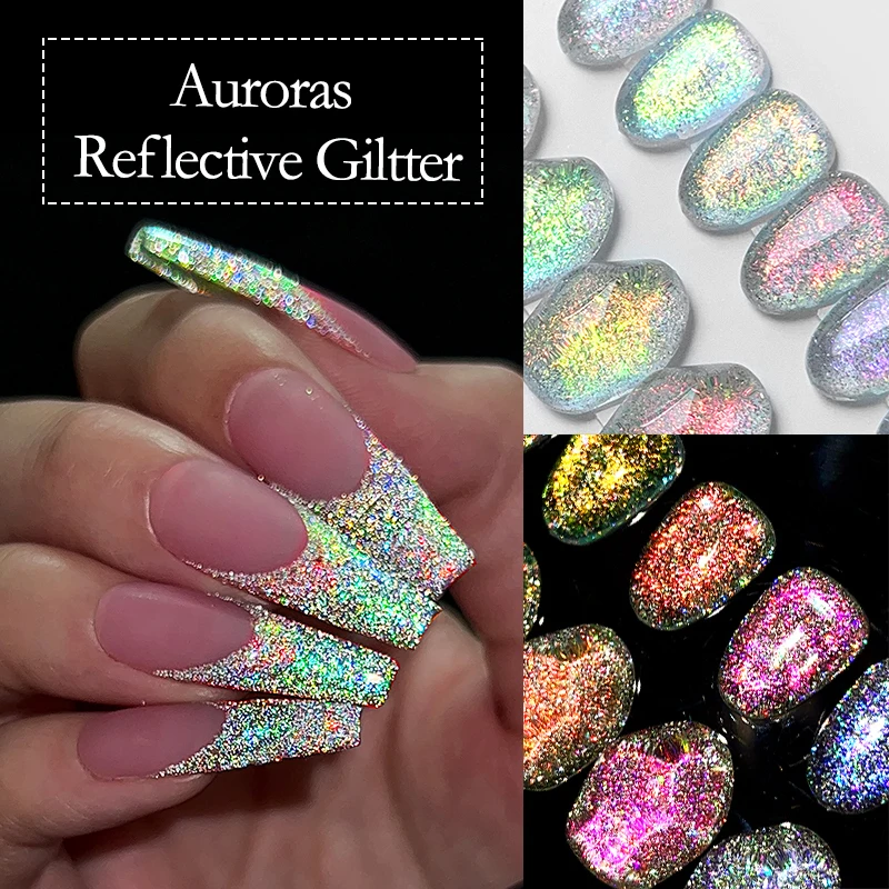 NICOLE DIARY 1Box Auroras Reflective Glitter Nail Powder Sparkling Sequins Chrome Pigment Rubbing Dust Nail Art Decoration Suppl