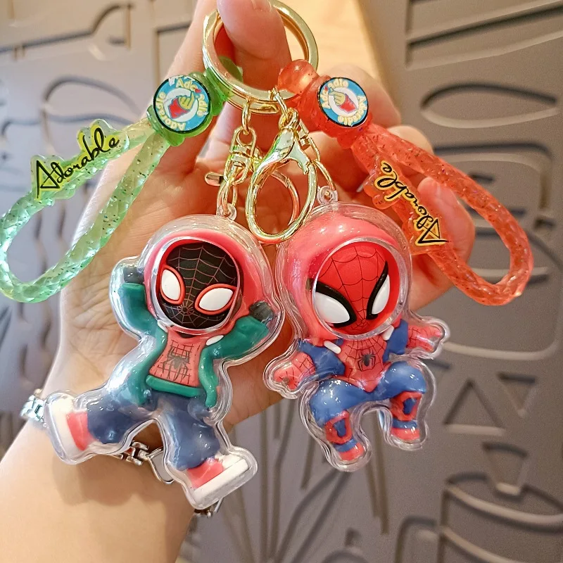 2024 New Spiderman Acrylic Drag Cartoon Key Chain Hipster Cool Boy Backpack Pendant Car Key Chains Small Gift Fashion Jewelry