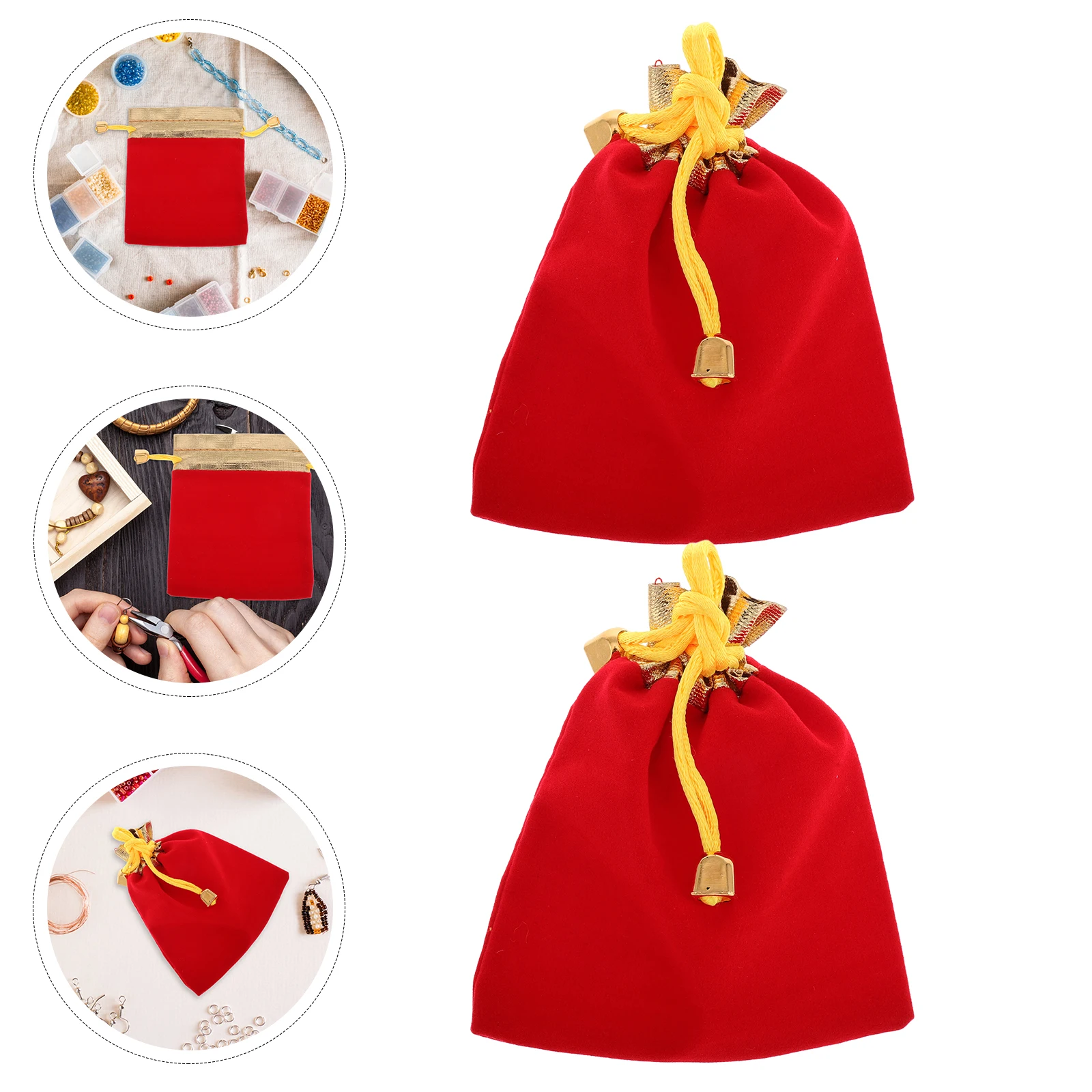 

10 Pcs Jewelry Bag Mini Coin Purse Drawstring Cloth Bags Earphone Carriers Compact Velvet Flannel Pouch Travel