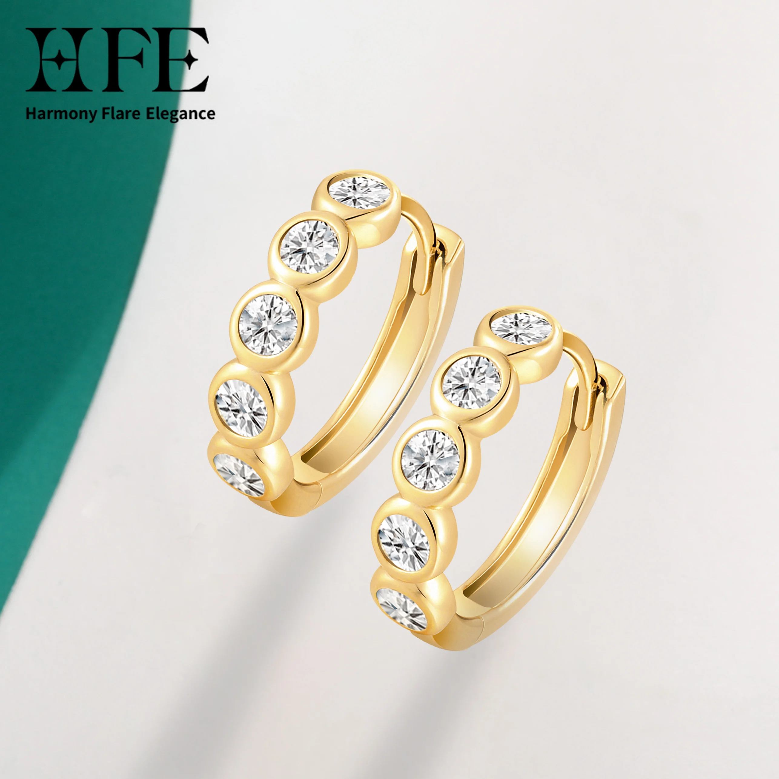 

D VVS1 Moissanite Hoop Earrings 925 Sterling Silver Classic Bubble Style 5 Diamonds Unisex Fashionable Versatile Party Jewellery