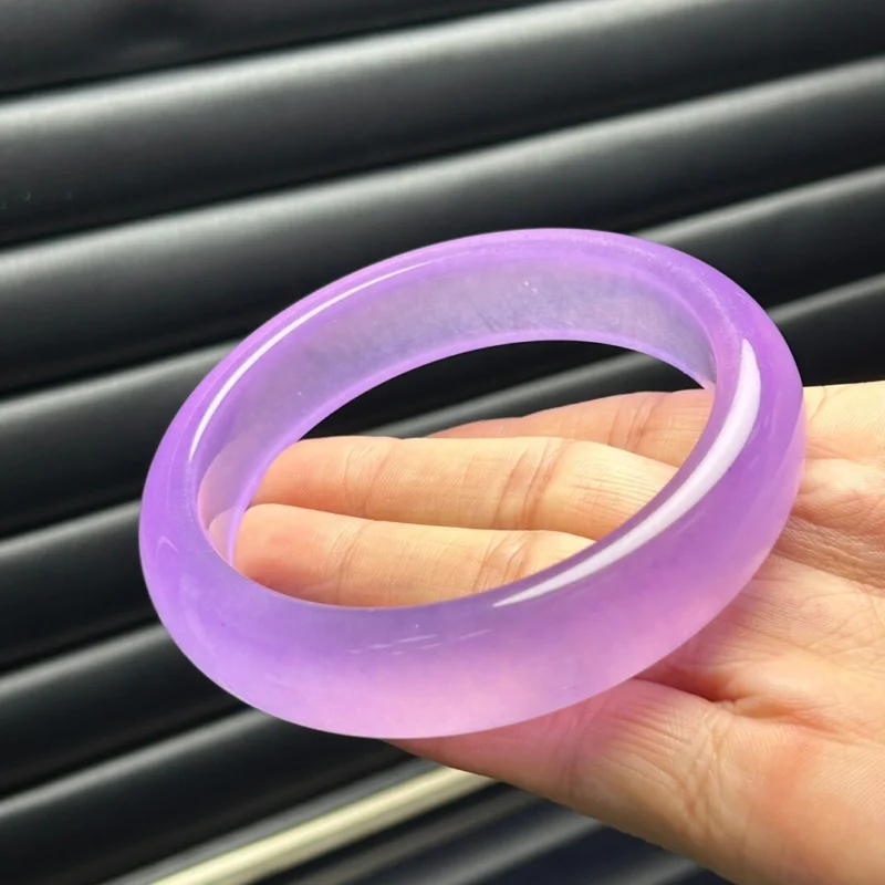 

Certified Natural A high Ice Myanmar Purple Jade jadeite bracelet bangle 60mm