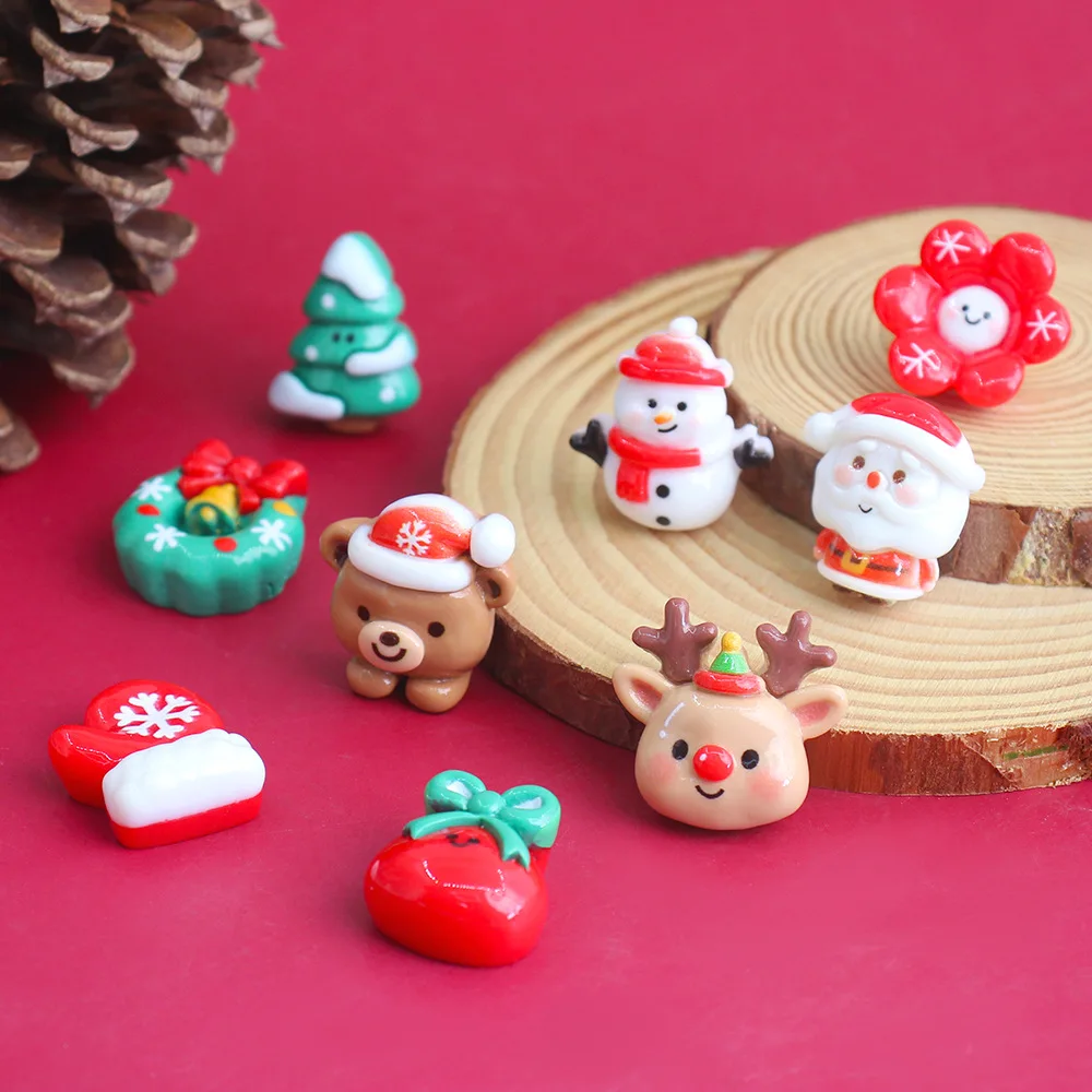 

5pcs Mini Santa Claus Snowman Christmas Elk Tree Model Cartoon Decorative DIY Resin Christmas Doll Accessories Decoration