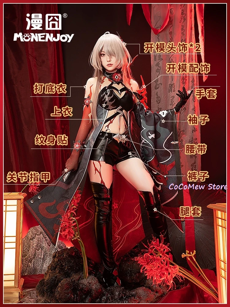 Honkai: Star Rail Cosplay Costume pour femme, jeu Acheron, perruque blanche