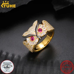 Custom owl Men Ring Moissanite 925 Silver Hip Hop Jewelry Unisex Classic Men Rings Rock Gift
