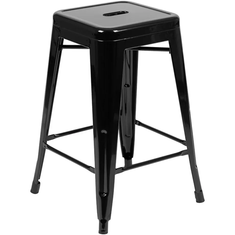 

Lily 24" High Metal Counter-Height, Indoor Bar Stool in Black - Stackable Set of 4