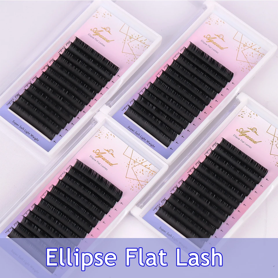 

AGUUD 7mm Flat Individual Lash Extensions Split Tips Super Soft Eyelash Matte Ellipse Flat Classic False Eyelash Supplies B Curl