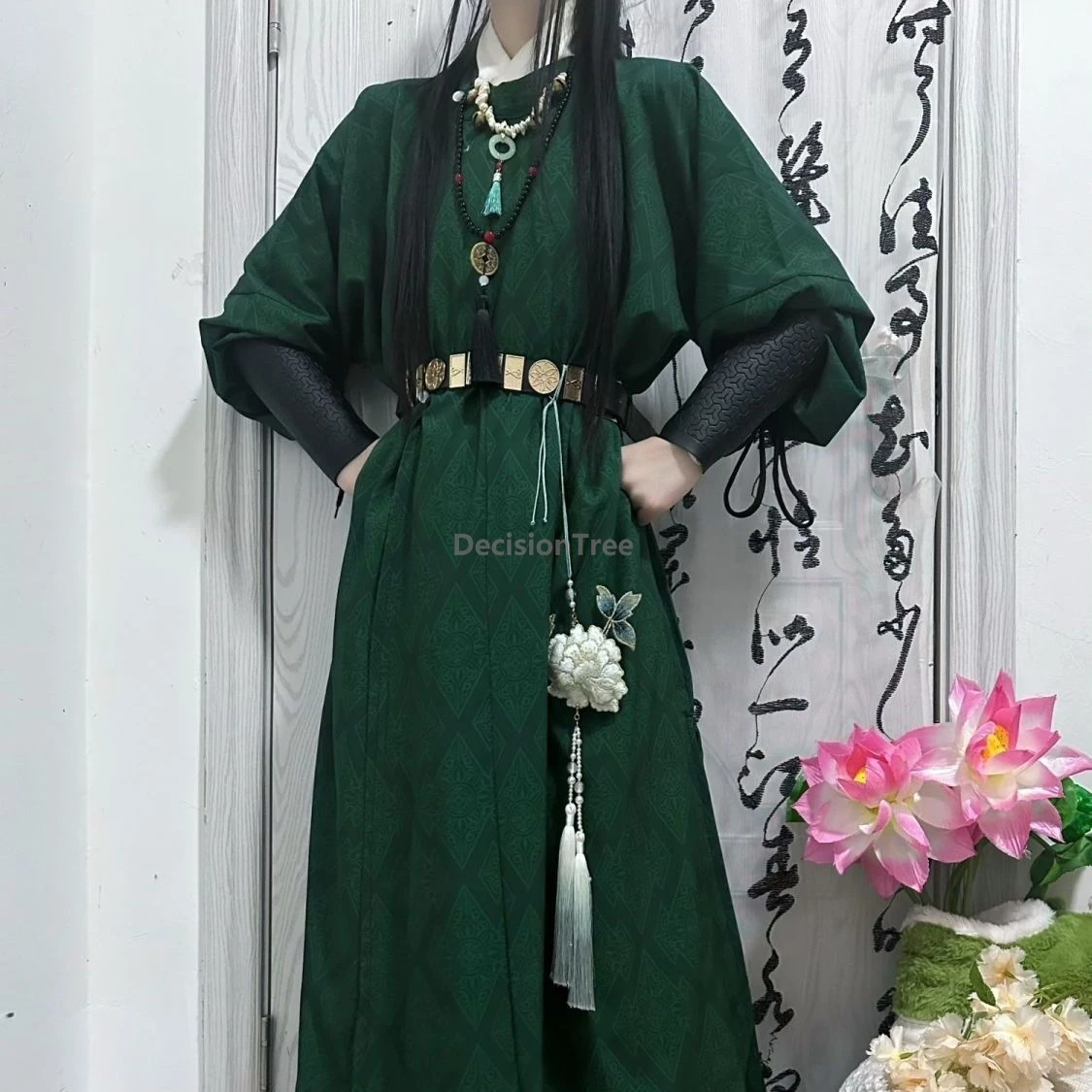 

Традиционный комплект халата в китайском стиле Тан 2021, летний подростковый повседневный ханьфу с крутым браслетом и ремнем с двойной пряжкой