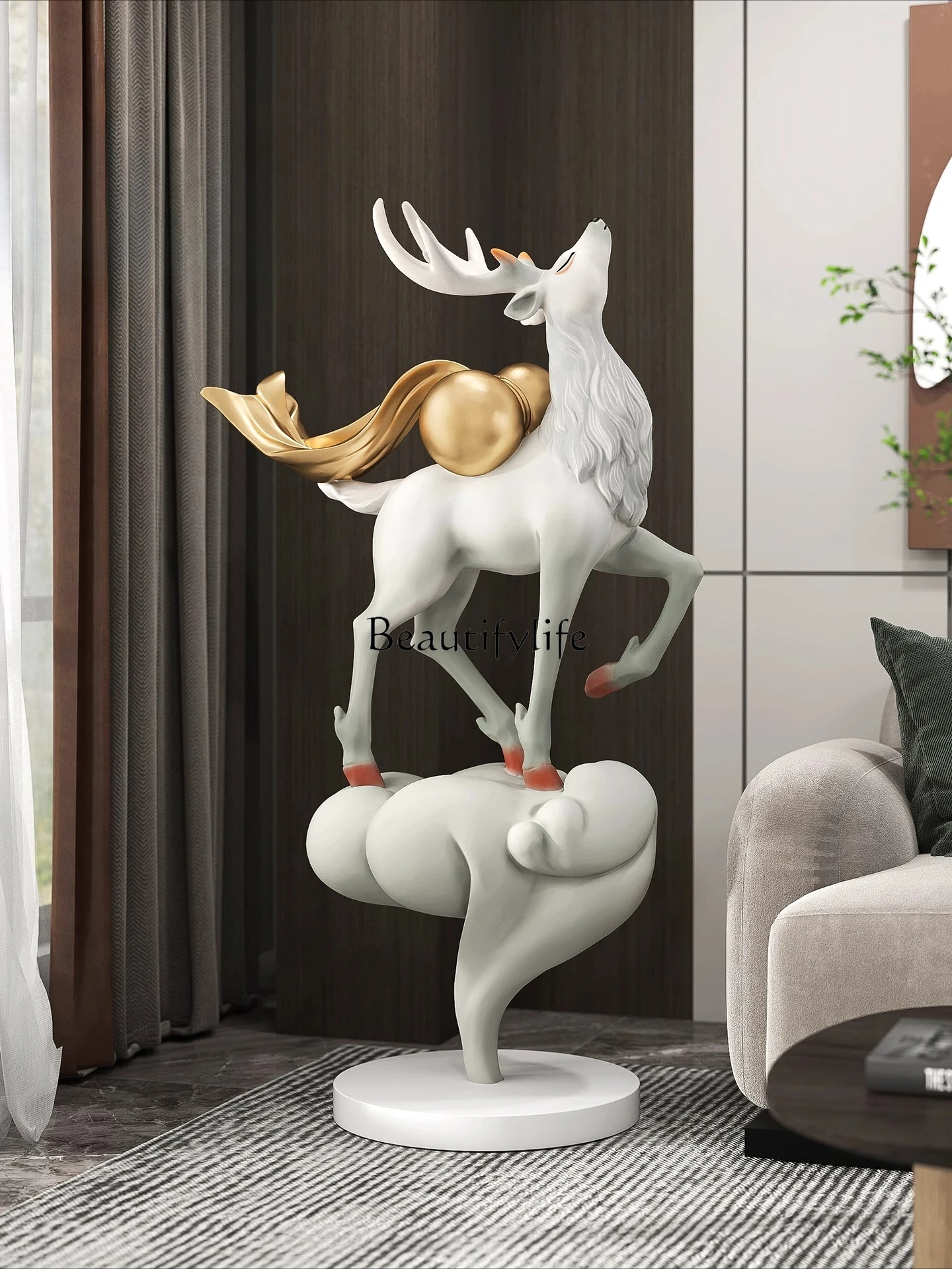 

Large elk living room floor ornament light luxury art home decoration entrance sculpture