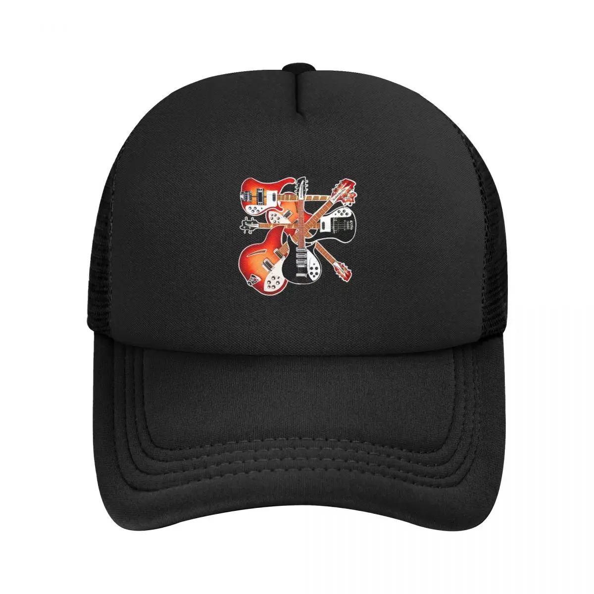 Rickenbacker Guitar Celebration Abstract Art Collage Mesh Baseball Caps Snapback Baseball Hats Casquette For Men's And Women's