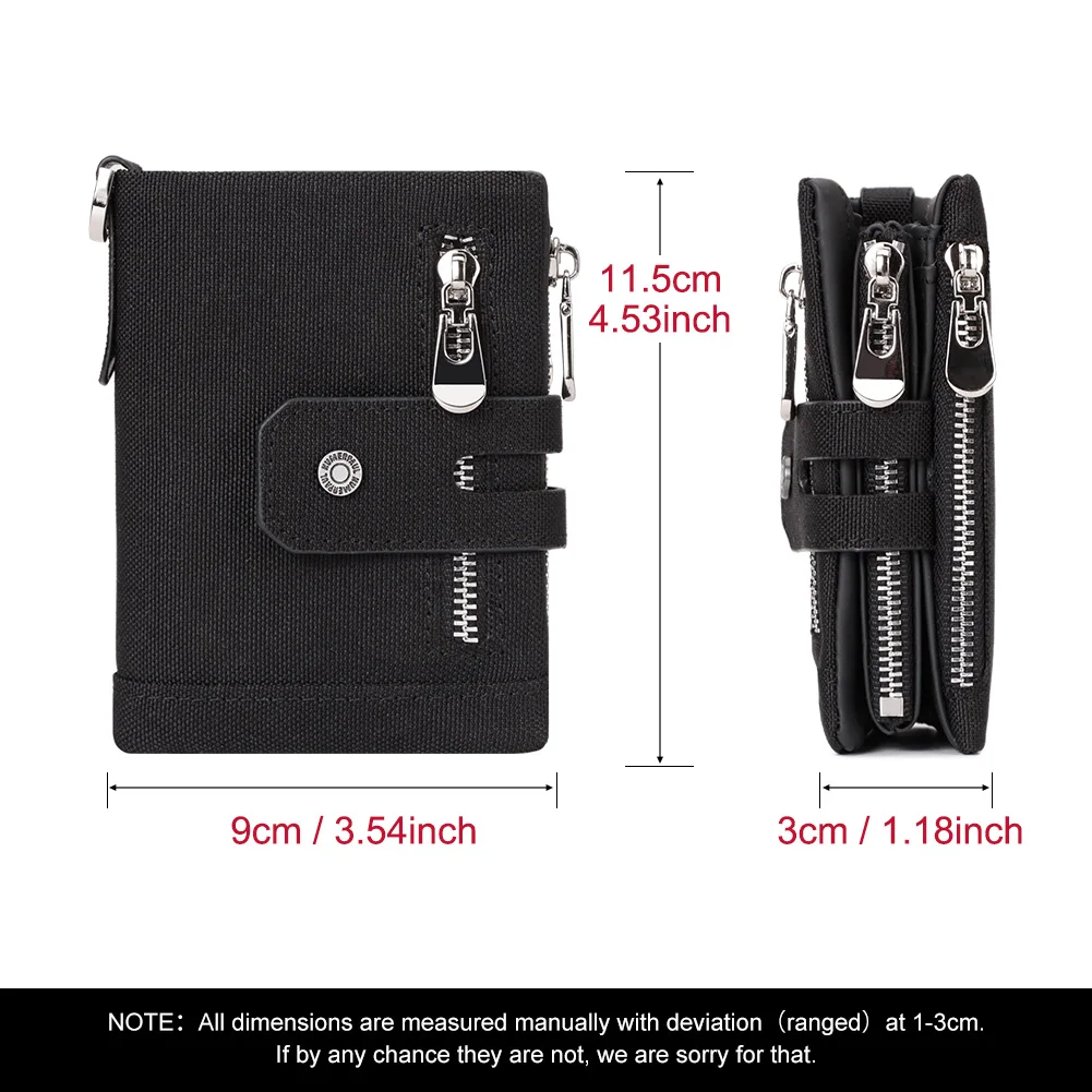 Oxford Wallet for Men RFID Credit Cards Holder High Quality Male Zipper Coin Pocket Money Bag with Anti-lose Chain Luxury