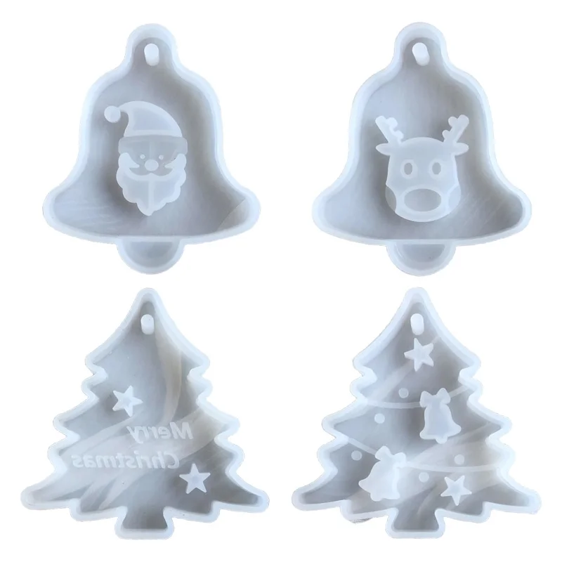 Christmas Pendant Silicone Mold Christmas Tree Elk Casting Silicone Mould DIY Epoxy Resin Hanging Tags Mold Home Decoration