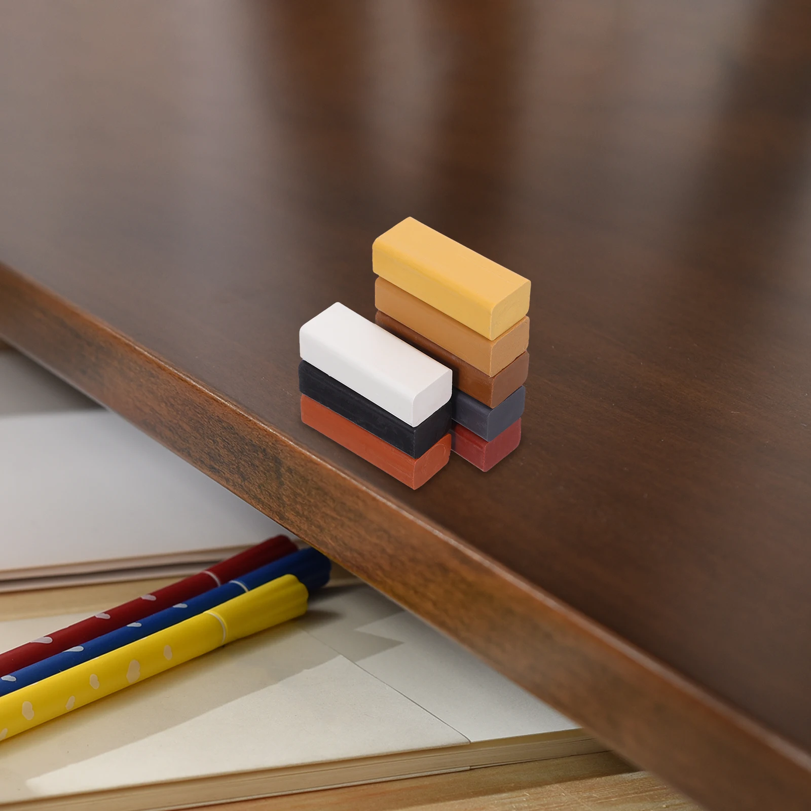 

8pcs Floor Repair Wax Furniture Filler Crayons Hard Wax Sticks for Wood Floors Scratch Touch ups Durable Resin Material