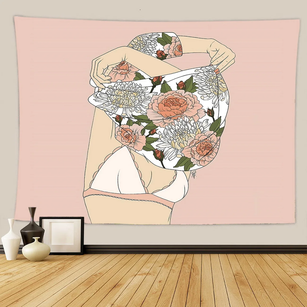 Flowers Tapestry Room Decor Aesthetic Living  ation Wall Hanging  Boho House