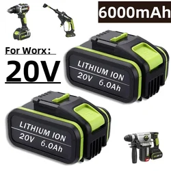 For Worx 20V 6.0Ah Replacement Li-ion Rechargeable Battery for Worx WA3551 WA3553 WX390 WX176 WX386 WX373 WX290 WX800 WU268