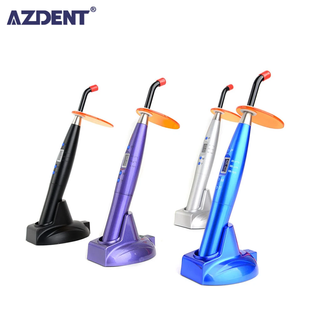 AZDENT Dental Colorful LED Curing Light Wireless Cure Lamp Machine 5W≥1200mw/c㎡ Wavelength 440-480nm Dental Instrument