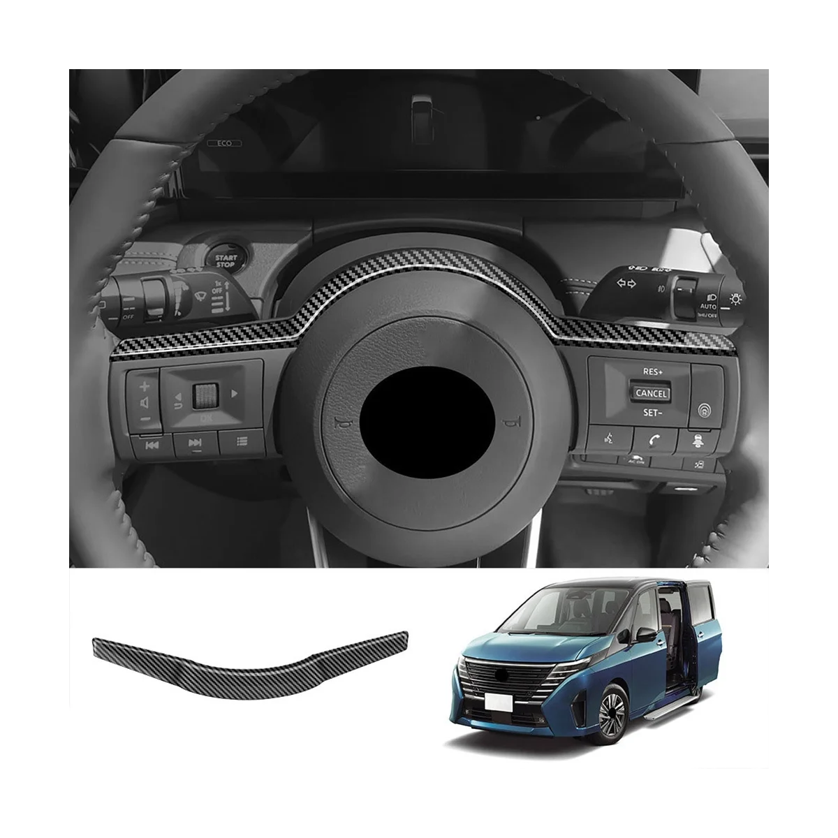 For Nissan SERENA C28 2022-2023 Car Steering Wheel Back Trim Cover Car Styling Decoration Auto Accessories B