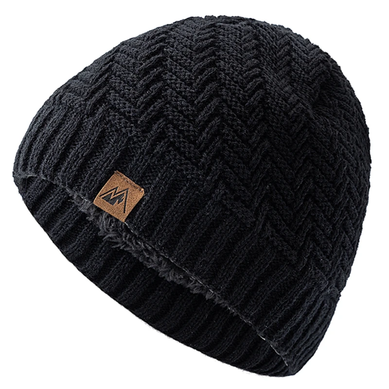 Unisex Peak Labal Winter Hats Fashion Knitted Hats For Men And Women Beanie Cap Outdoor Plush Fur Lined Warm Sports Hats, image 9