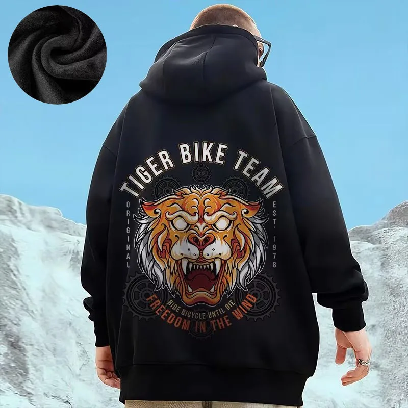 Hooded Sweater Men's Trendy Brand Large Size M-8XL Men's Autumn And Winter Style Plush And Thick Fat Hip-hop Pullover Jacket