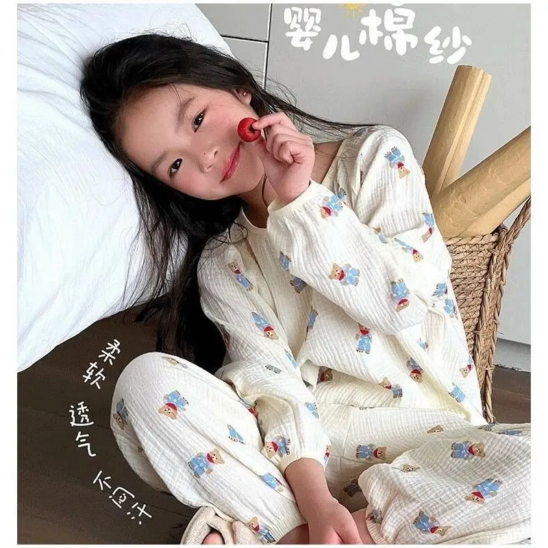 conjunto-de-roupas-infantis-e-artigos-para-casa-2025-novo-pijama-fino-de-algodao-estampado-de-desenho-animado-para-meninas-solto-primavera-e-verao