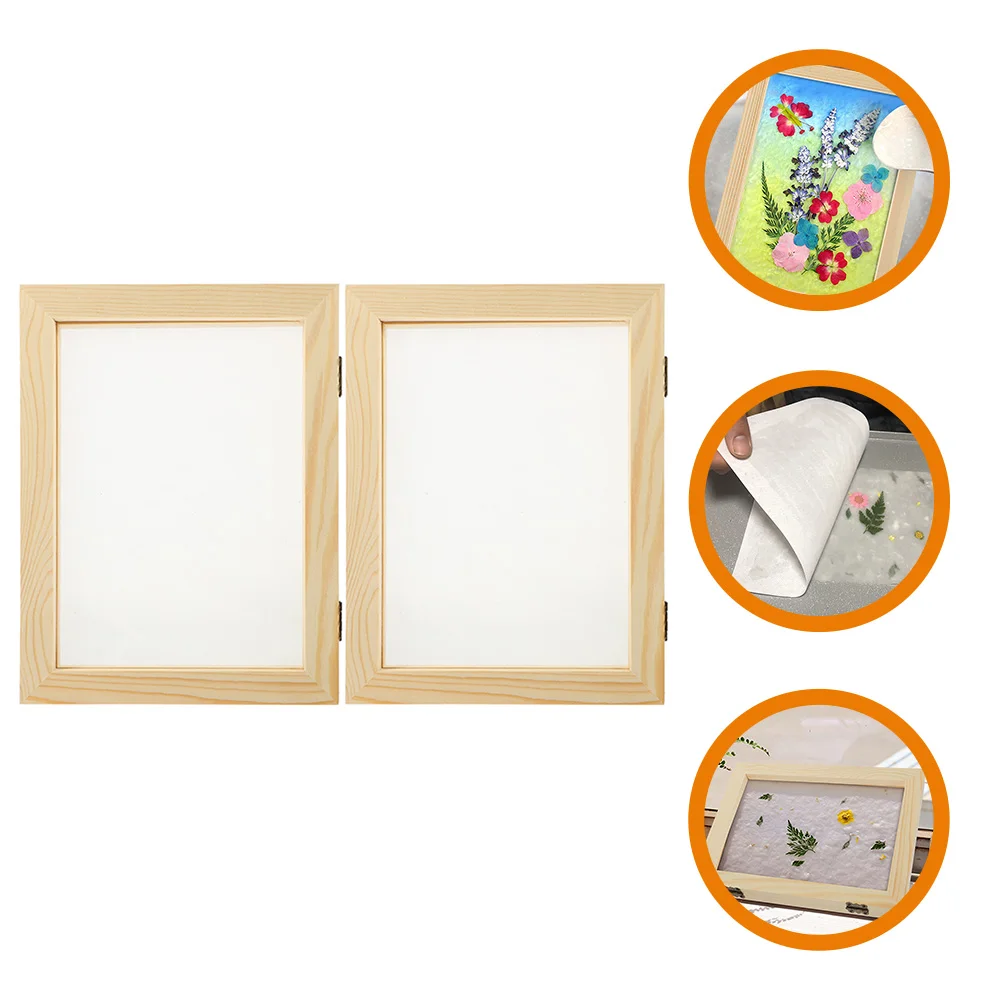 

2 Pcs Paper Frame Wooden Making Screens Printing Handmade DIY Crafting for Mold