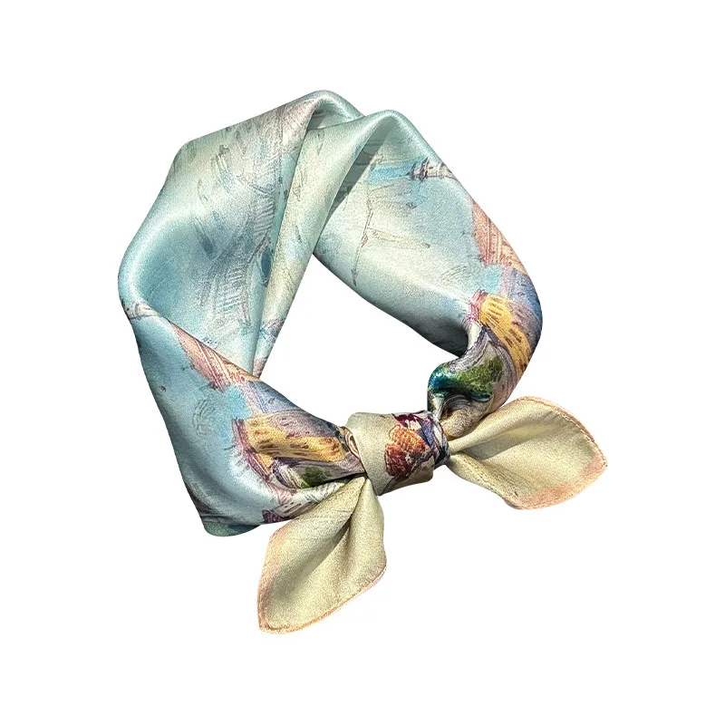 

2025 Wholesale 100% Silk Square Scarf Women Neck Bandana Mulberry Scarves Female Neckerchief Wrist Headkerchief Shawl Wrap Hijab