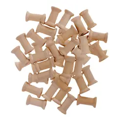 50 Pierces Empty Sewing Spools Natural Color Wooden Sewing Bobbins Sewing Thread Ribbon Holder Wire Rope Chain Thread Roll