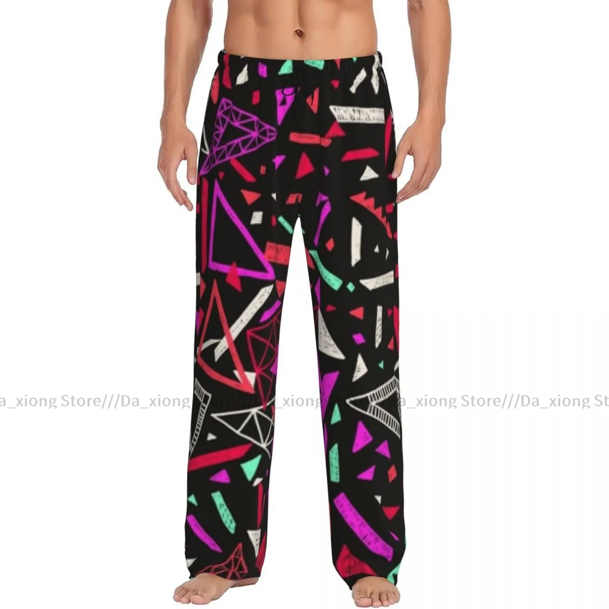 Men's Casual Pajama Sleeping Pants Memphis Retro Style Ethnic Lounge Loose Trousers Comfortable Nightwear