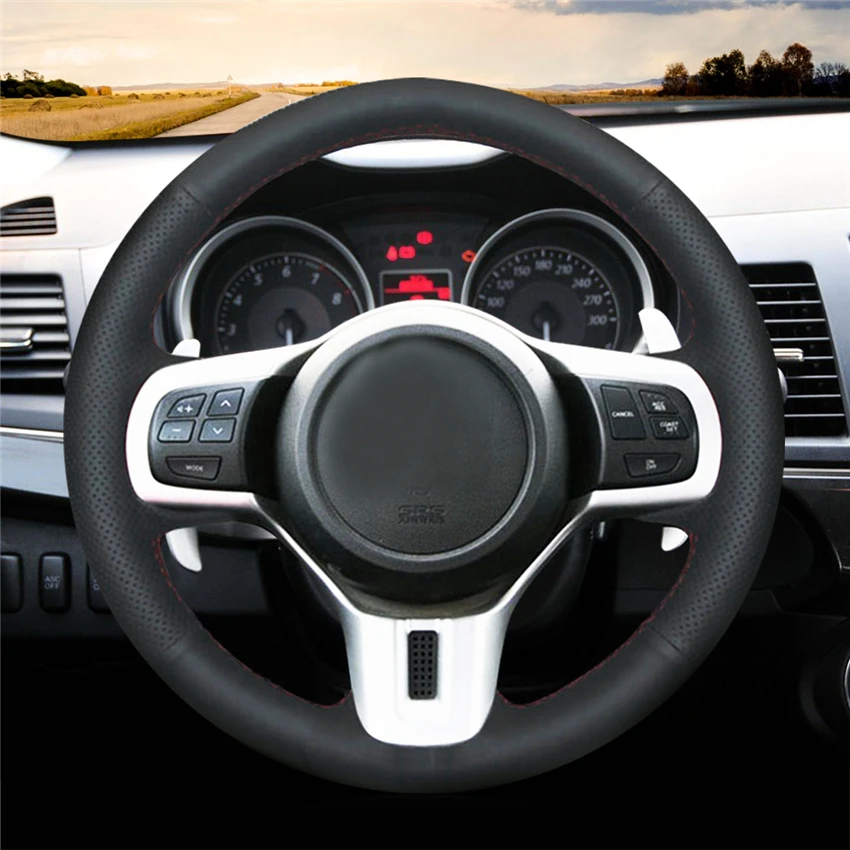 Genuine Leather Nappa car wheel steering cover for Mitsubishi lancer x lancer sports lancer 10 Evo X braid on the steering wheel