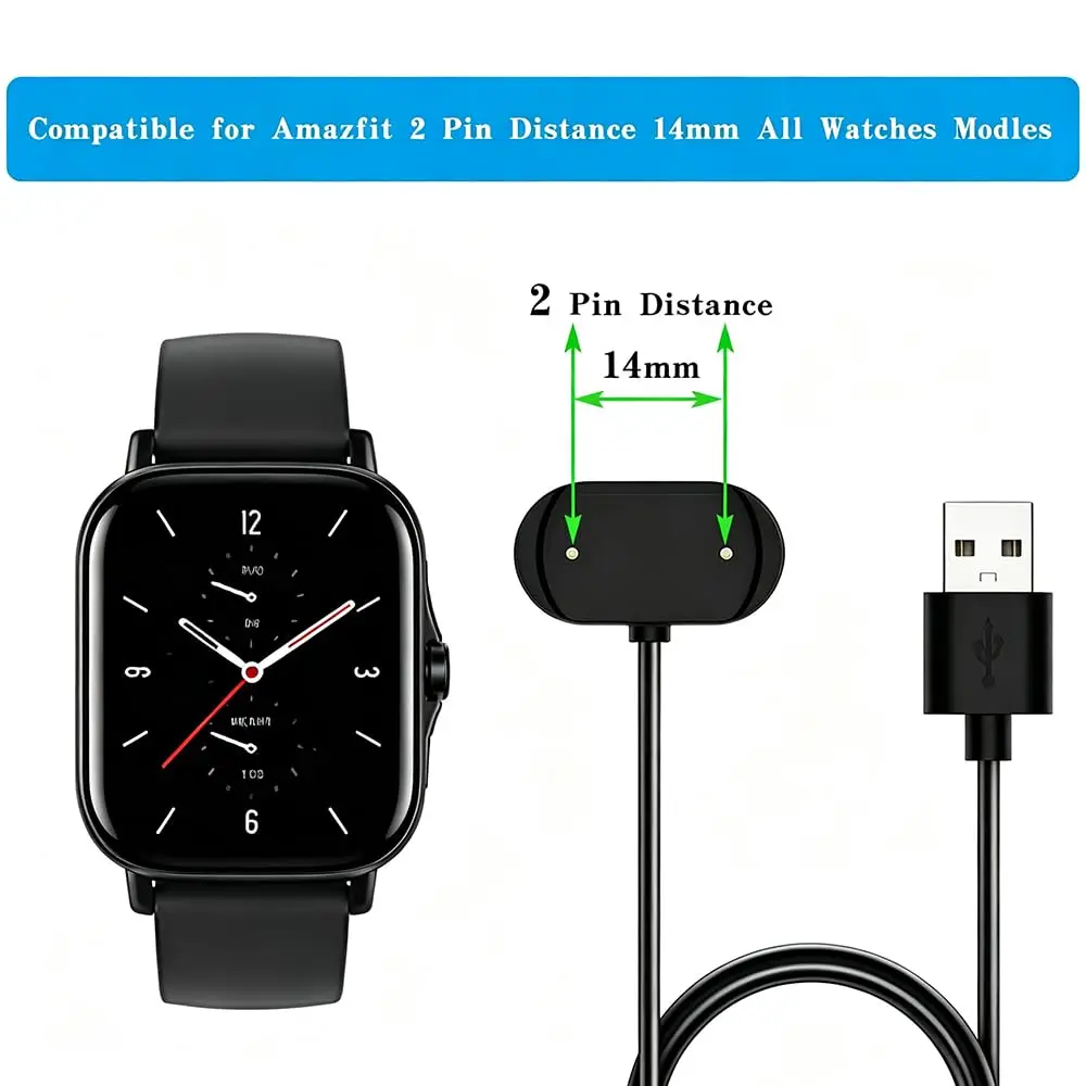 Charger for Amazfit T-Rex Pro,Bip 5,Bip 3,Bip 3 Pro,Bip U Pro,GTS 4 Mini,GTS 2/2e,GTR 2/2e,GTR mini,Active SmartWatch