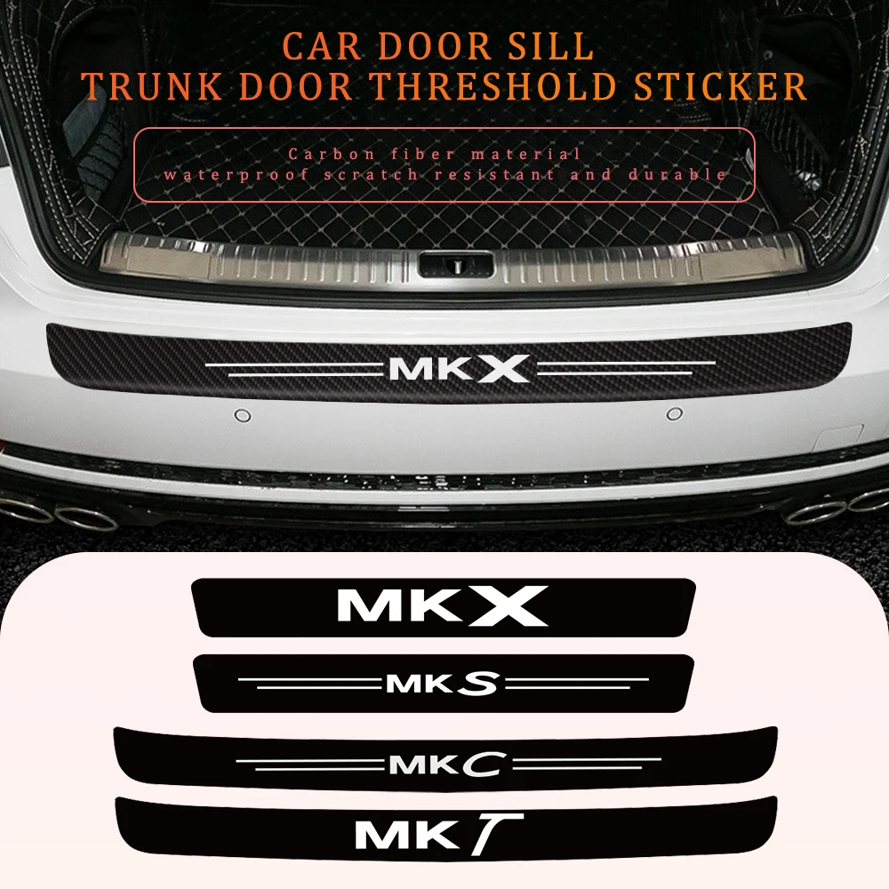 For Lincoln MKX MKS MKC MKT Car Door Threshold Rear Trunk Sill Carbon Fibre Kick Prevent Sticker Exterior Decoration Accessories