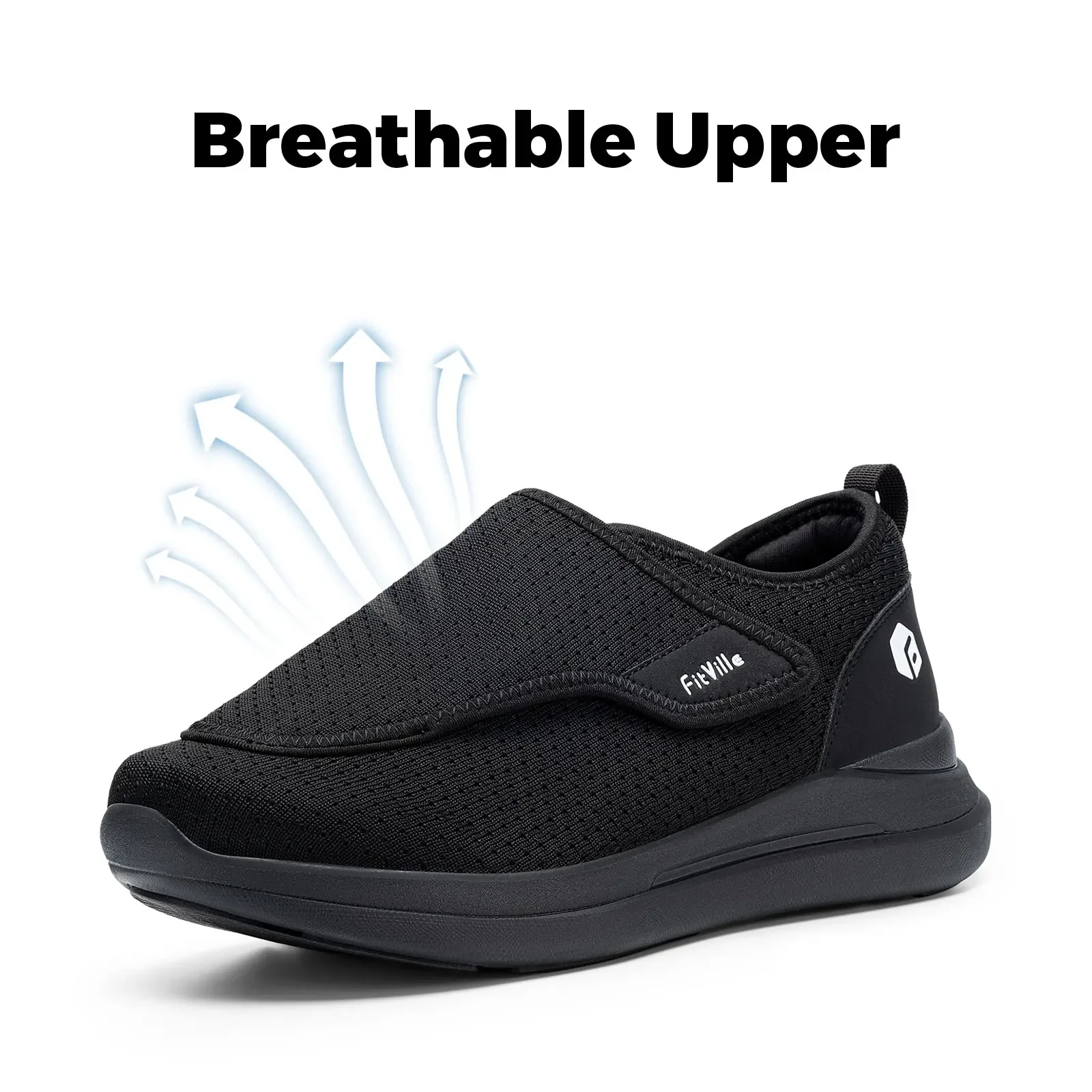 FitVille Wide 2E Diabetiker-Schuhe für Herren, für ältere Menschen, orthopädische Schuhe für geschwollene Füße, verstellbarer Gehschuh, Schmerzlinderung für ältere Menschen. – Detail 6